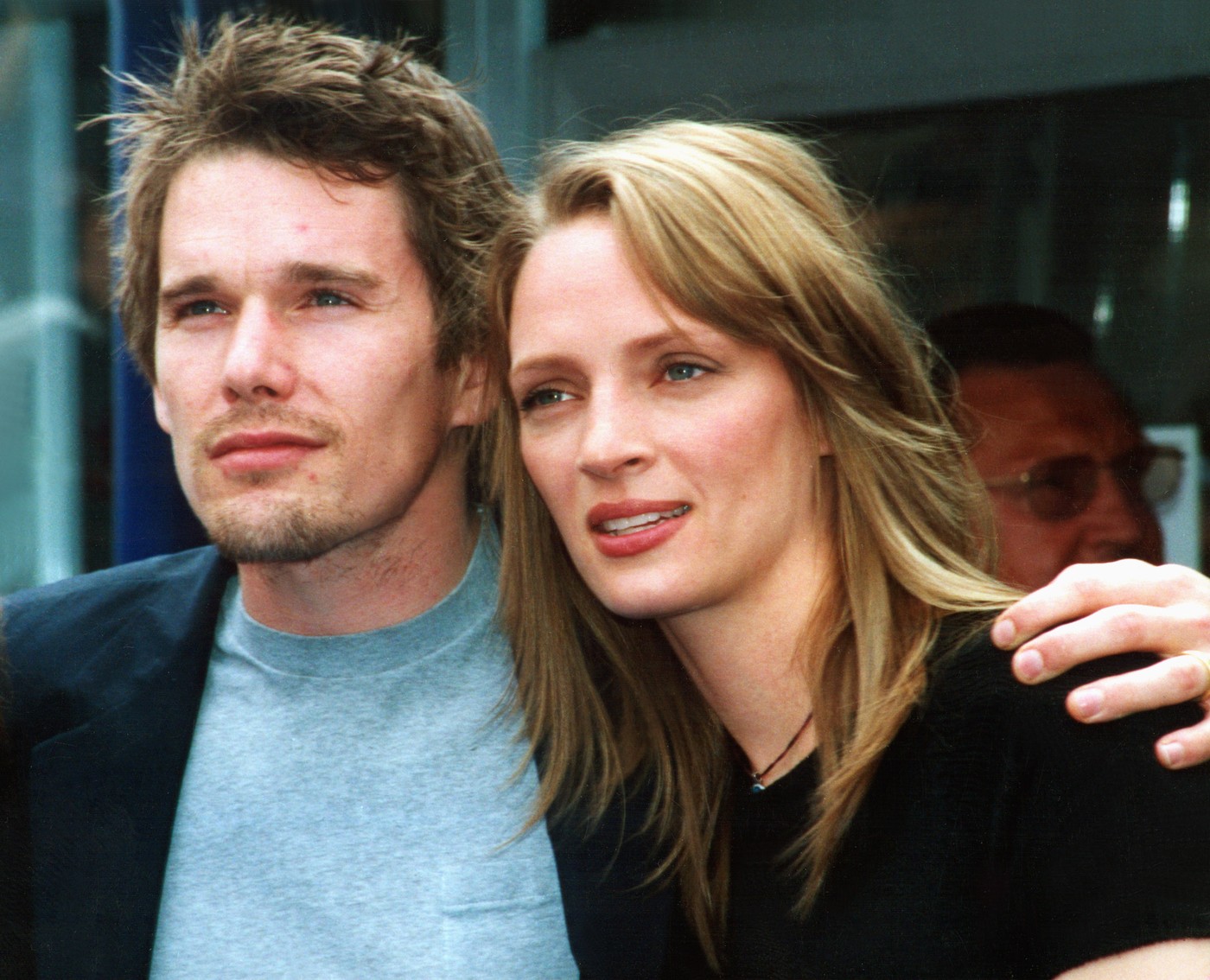 Ethan Hawke and Uma Thurman at Cannes Film Festival, May 2001, by J Dominie",Image: 98325559, License: Rights-managed, Restrictions: For usage credit please use; J Dominie/Everett Collection, Model Release: no, Credit line: