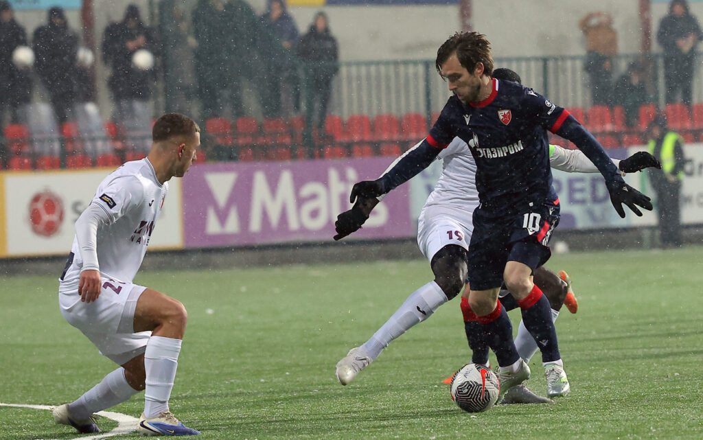 Ivanjica, Serbia. 23th Nov, 2025. Crvena Zvezda's  during Serbian Superleague football match between Crvena Zvezda (Red Star) and Javor on October 26. 2025. in Nis, Serbia.
(photo by Pedja Milosavljevic/STARSPORT ©)