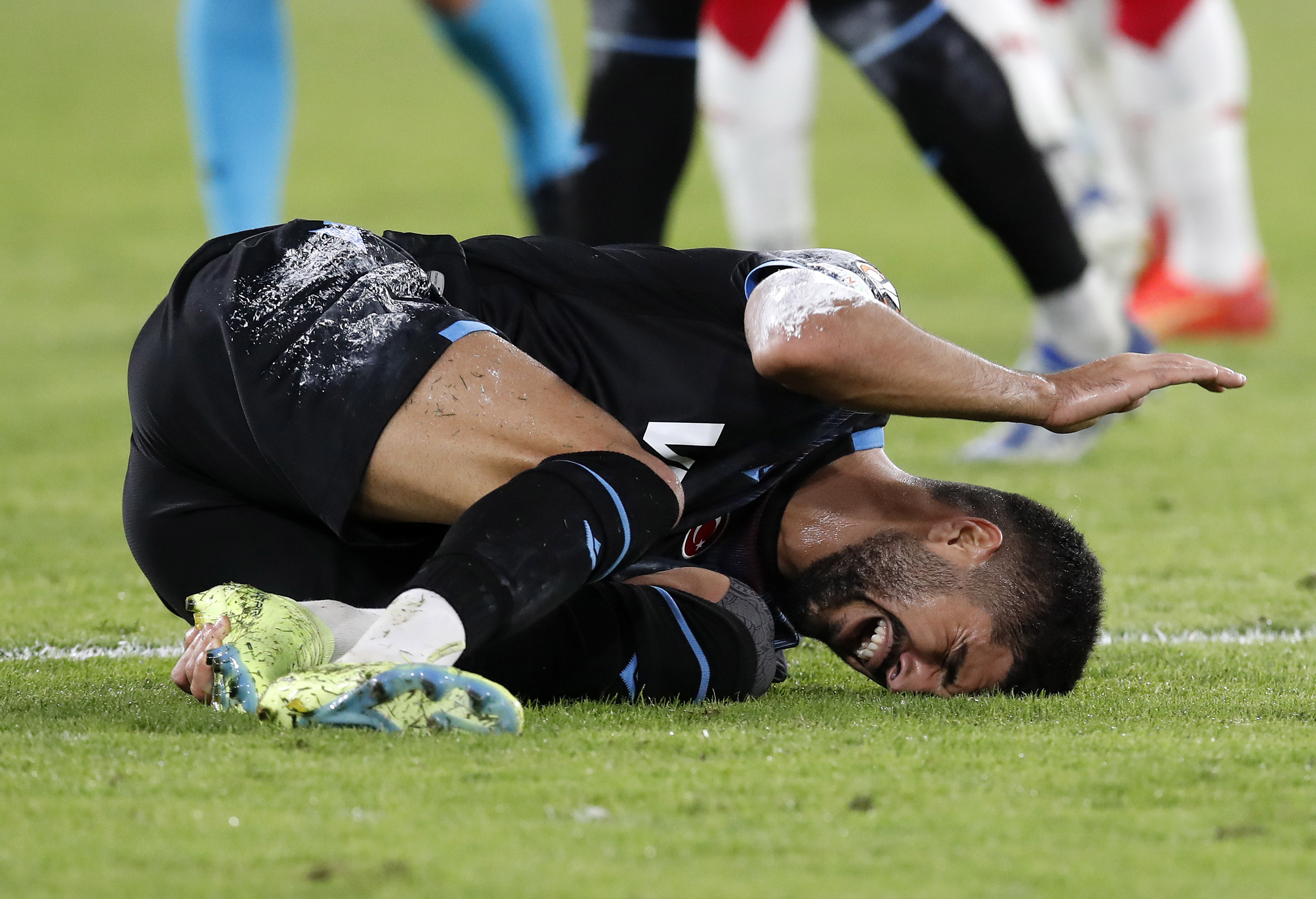 epa10227541 Eren Elmali of Trabzonspor reacts during the UEFA Europa League Group H soccer match between AS Monaco and Trabzonspor, at Stade Louis II, in Monaco, 06 October 2022.  EPA-EFE/SEBASTIEN NOGIER