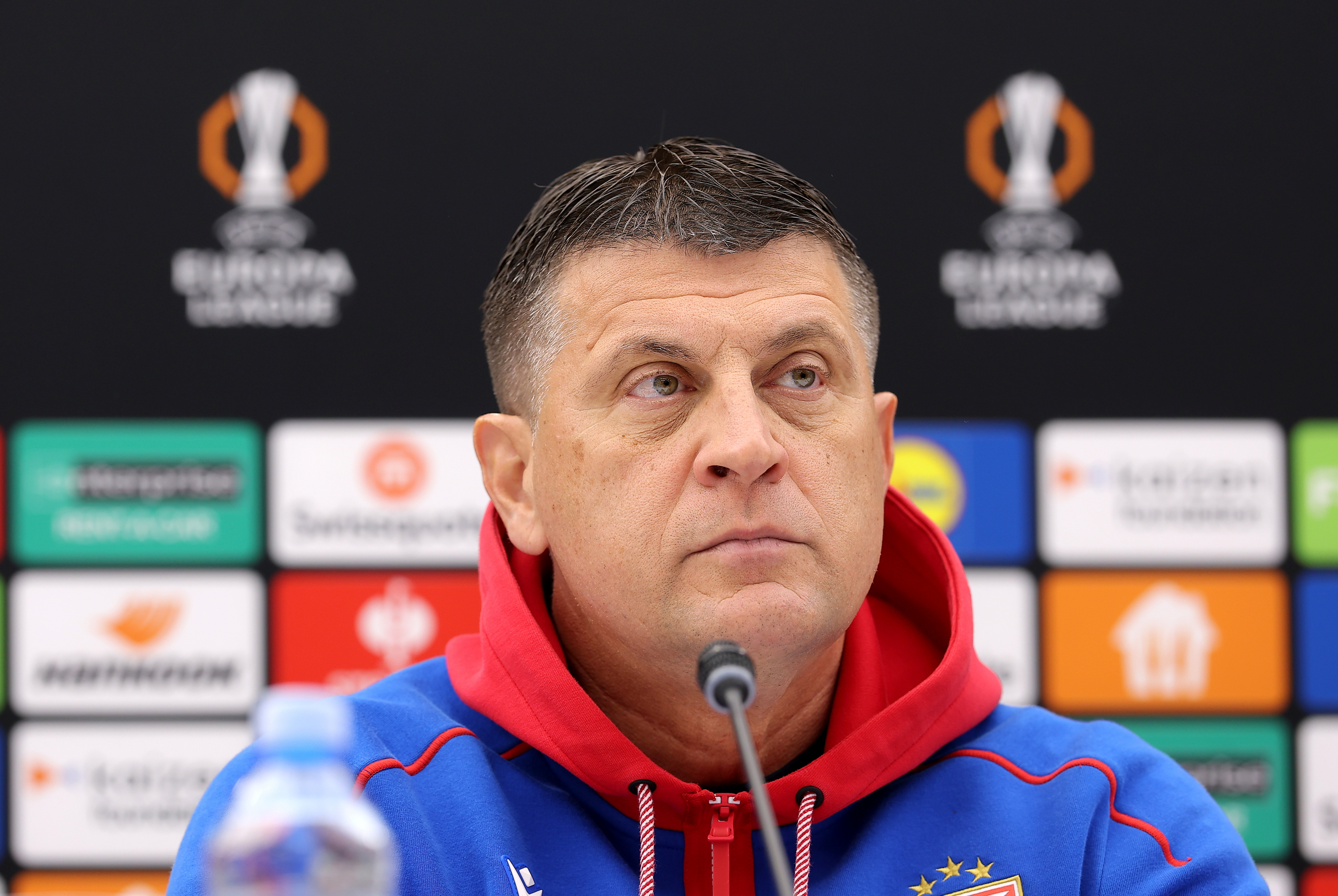 Belgrade, Serbia. 5th Nov, 2025. Crvena Zvezda's  during press conference ahead of the UEFA Europa League football match between Crvena Zvezda (Red Star) and Lille on November 5. 2025. in Belgrade, Serbia.
(photo by Pedja Milosavljevic/STARSPORT ©)