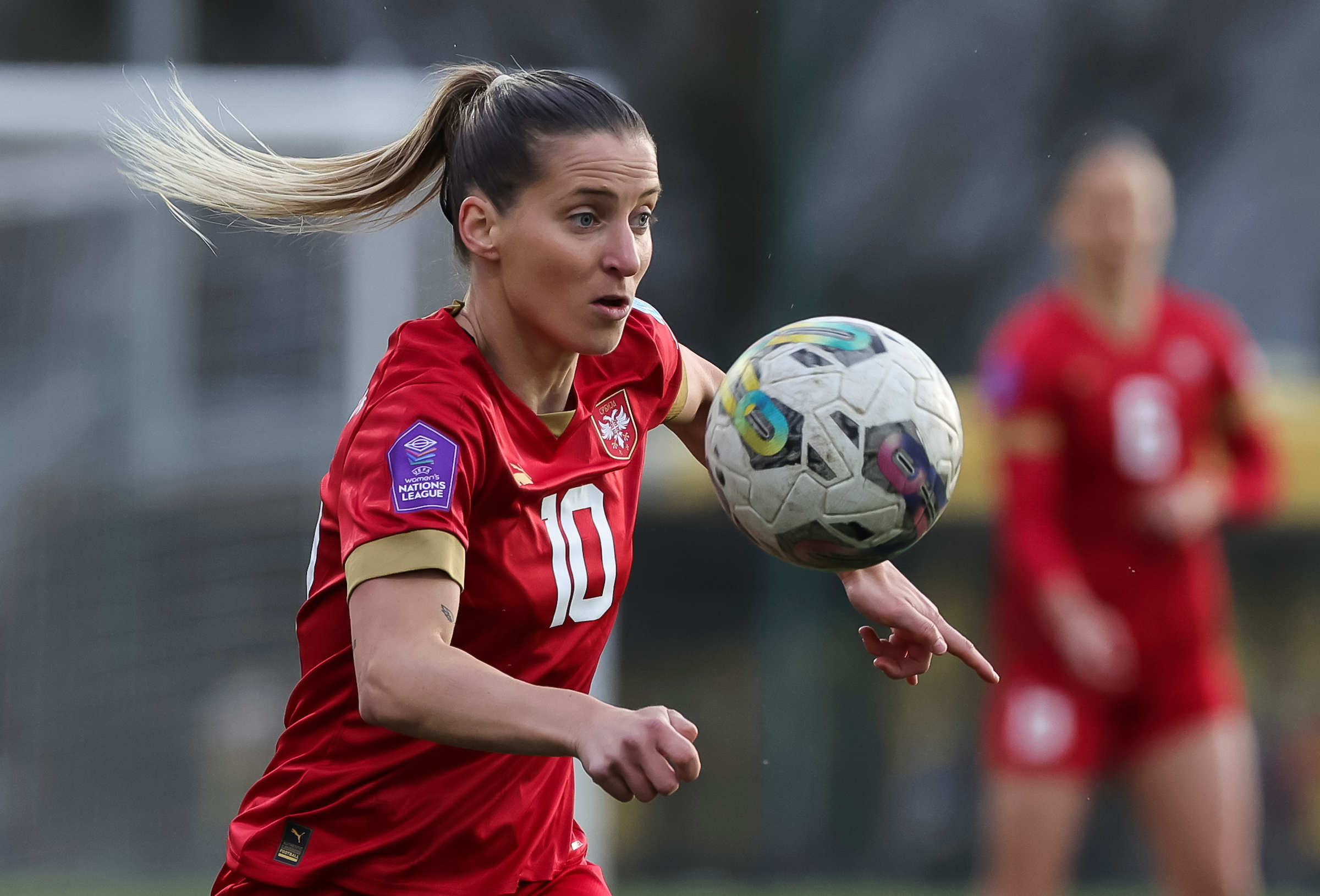 Jelena Cankovic during the womens zene UEFA Nations league play off  match between Serbia and Iceland at Stadium Stara Pazova Sports cenetr on February 23, 2023 in Stara Pazova, Serbia. (Photo by Srdjan Stevanovic/Starsport.rs ©)