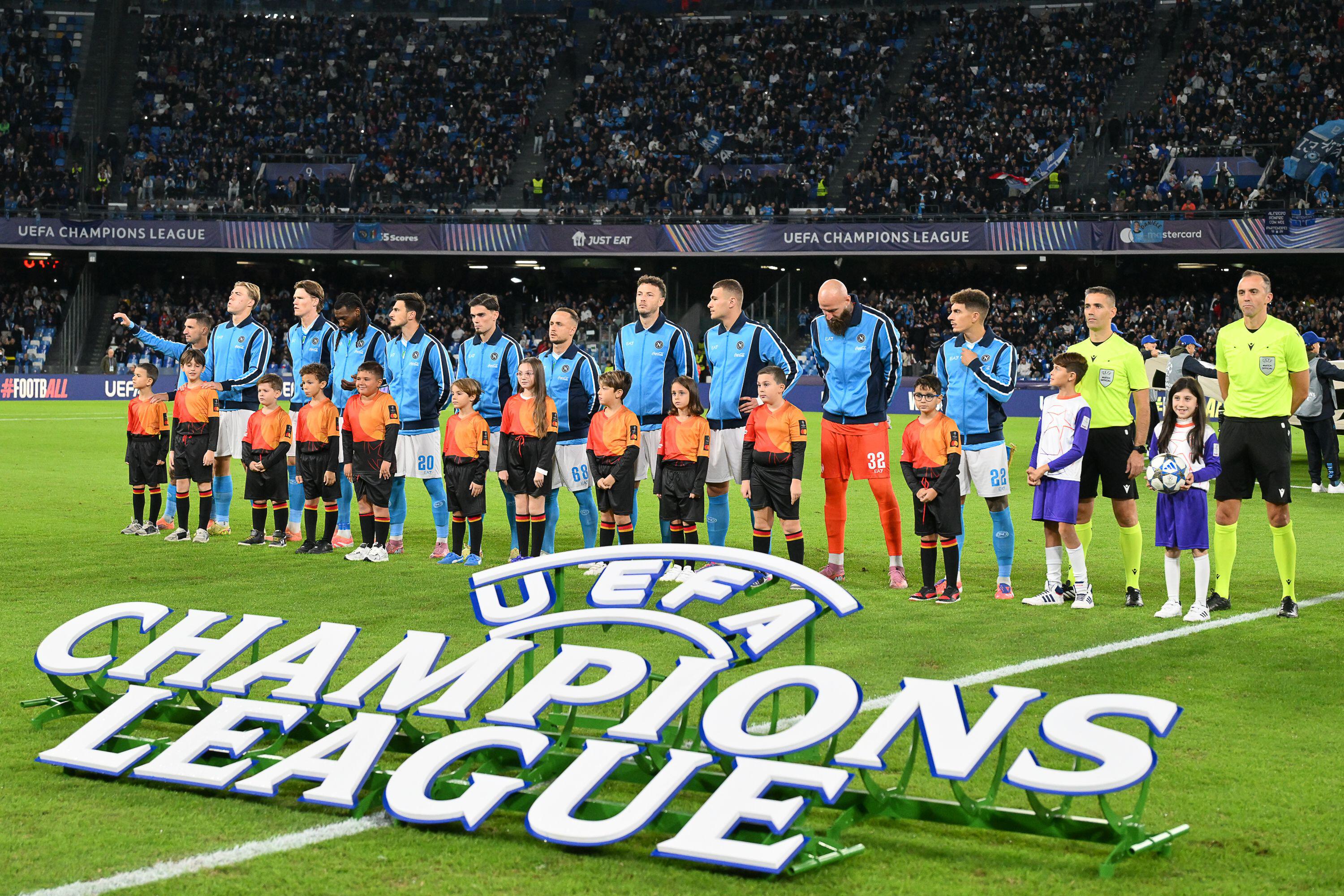 4th Nov 2025, Diego Armando Maradona Stadium, Naples, Italy; Uefa Europa League Football Match; Napoli versus Frankfurt; the starting line up of Napol