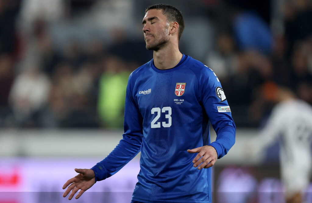 Leskovac, Serbia. 11th Oct, 2025. Serbia's Dusan Vlahovic during the Group K World Cup 2026 European Qualifiers football match between Serbia and Albania on October 11. 2025. in Leskovac, Serbia.
(photo by Pedja Milosavljevic/STARSPORT ©)