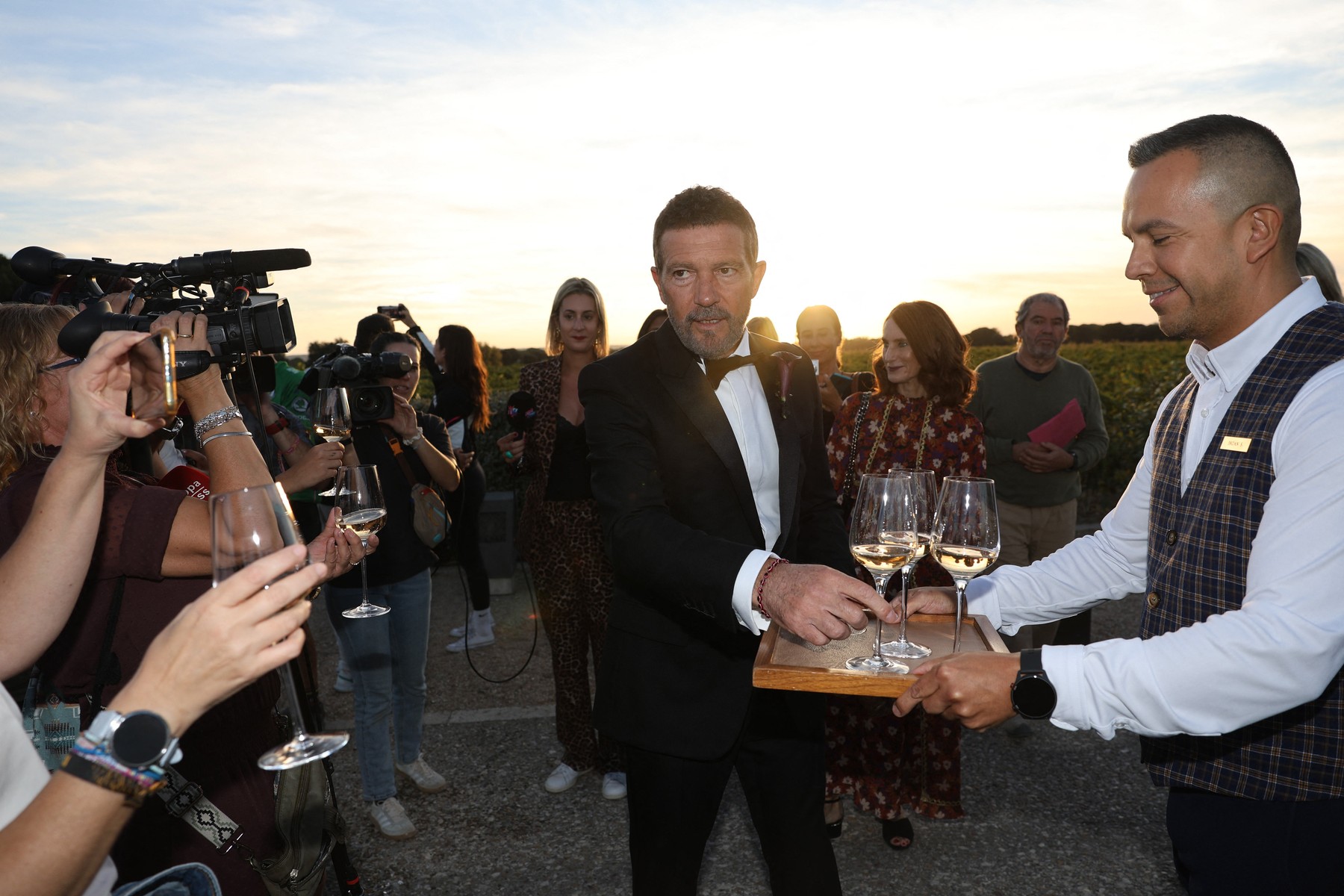 Antonio Banderas meets with the press after the wedding of his daughter Stella del Carmen