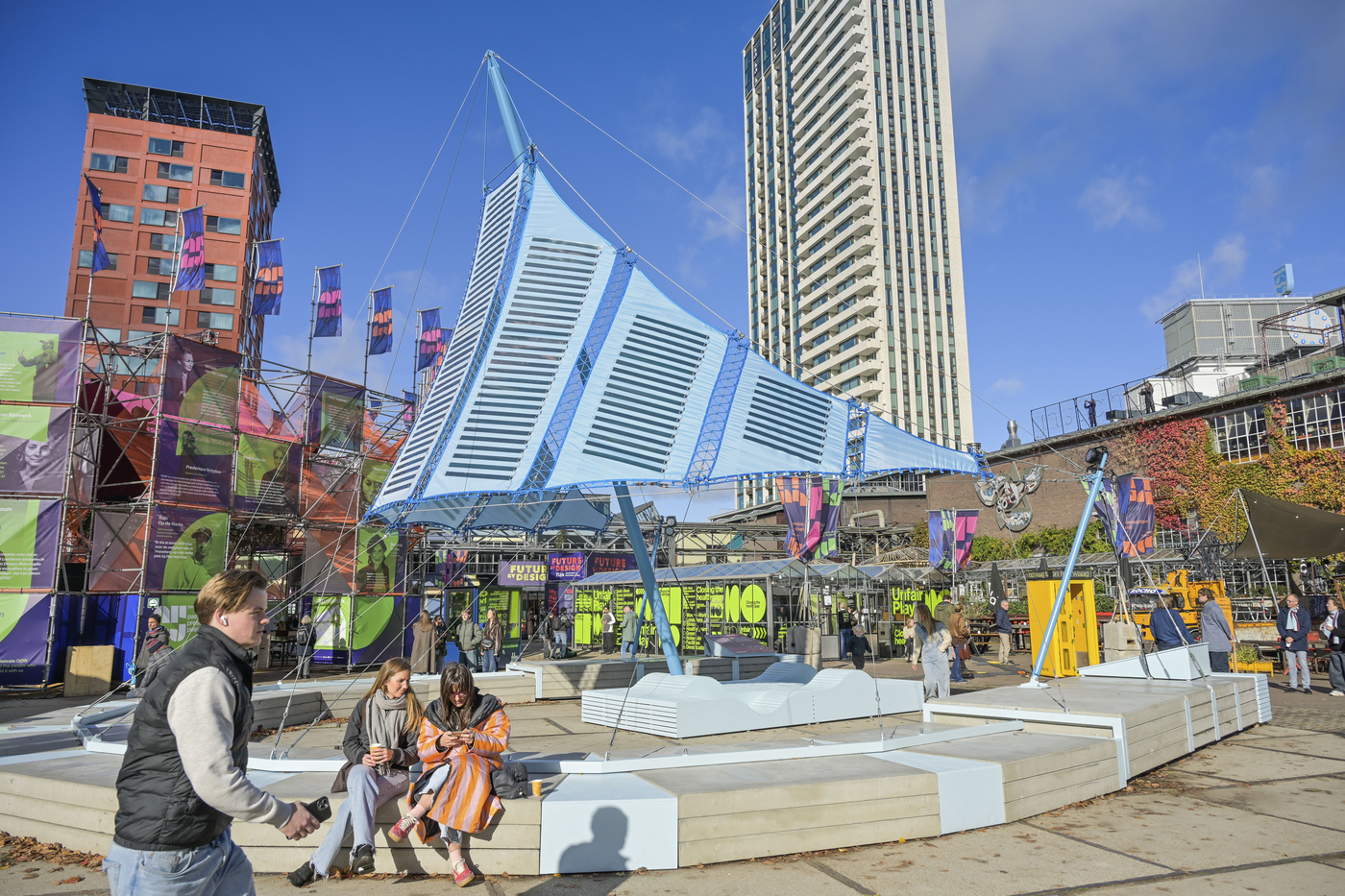 Ketelhuisplein, central public square, Dutch Design Week, former Philips site Strijp-S, Eindhoven, the Netherlands,Image: 1052518235, License: Rights-managed, Restrictions: , Model Release: no, Credit line: Joko / imageBROKER / Profimedia