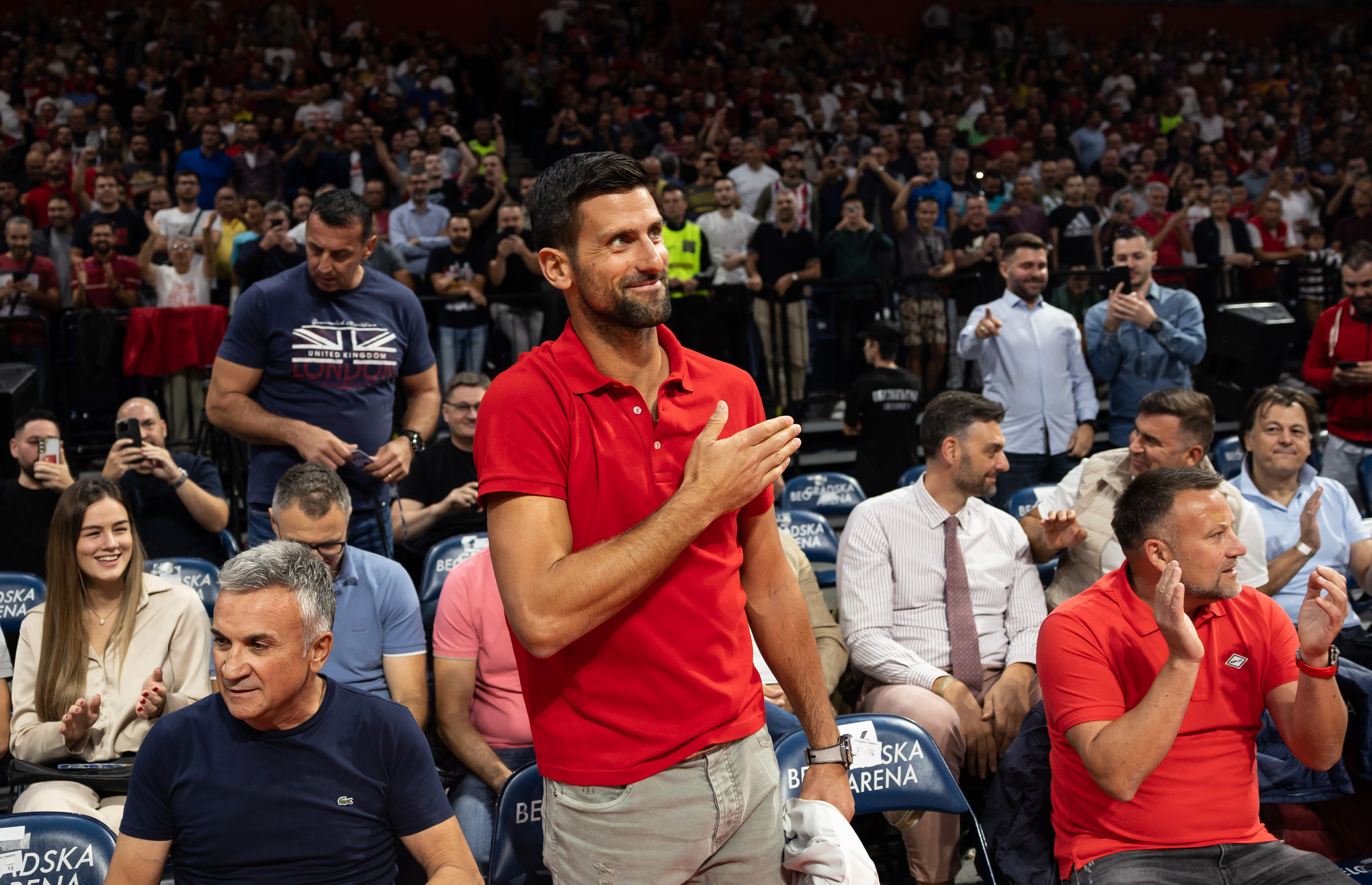 Novak Djokovic during the 2023/2024 Turkish Airlines EuroLeague match between Crvena Zvezda and Asvel at Stark Arena on October 05, 2023 in Belgrade, Serbia. (Photo by Srdjan Stevanovic/Starsport.rs ©)
