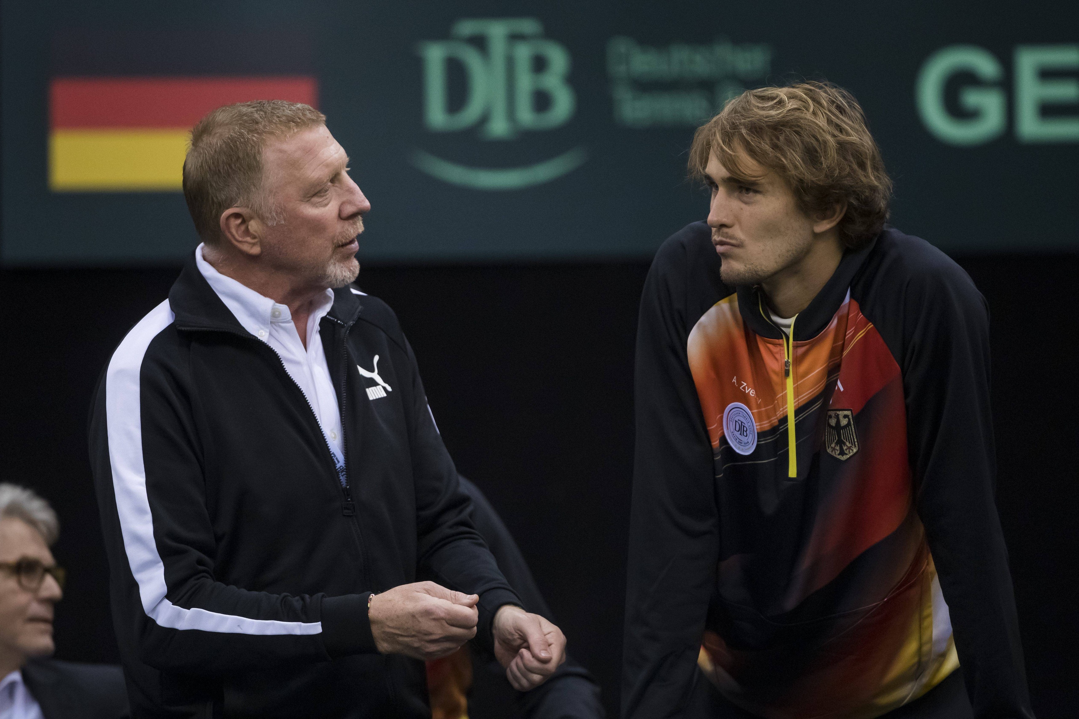 Boris Becker ( Team Deutschland) und Alexander Zverev (Deutschland), Deutschland vs Schweiz, Tennis, Davis Cup by Rakete