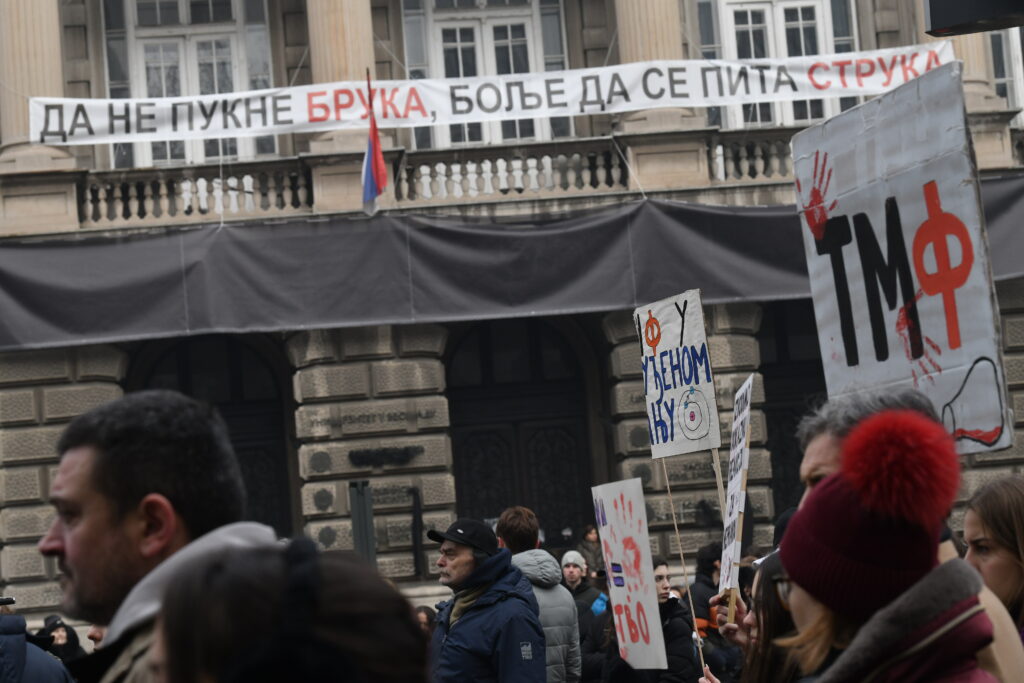 Beograd 31. decembar 2024. ETF, Elektrotehnicki fakultet, Arhitektonski fakultet, blokda Bulevara kralja Aleksandra,, studenti, protest Foto:Goran Srdanov/Nova.rs