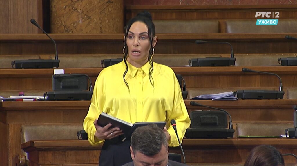 Staša Stojanović, Skupština Srbije Foto: Printscreen/RTS