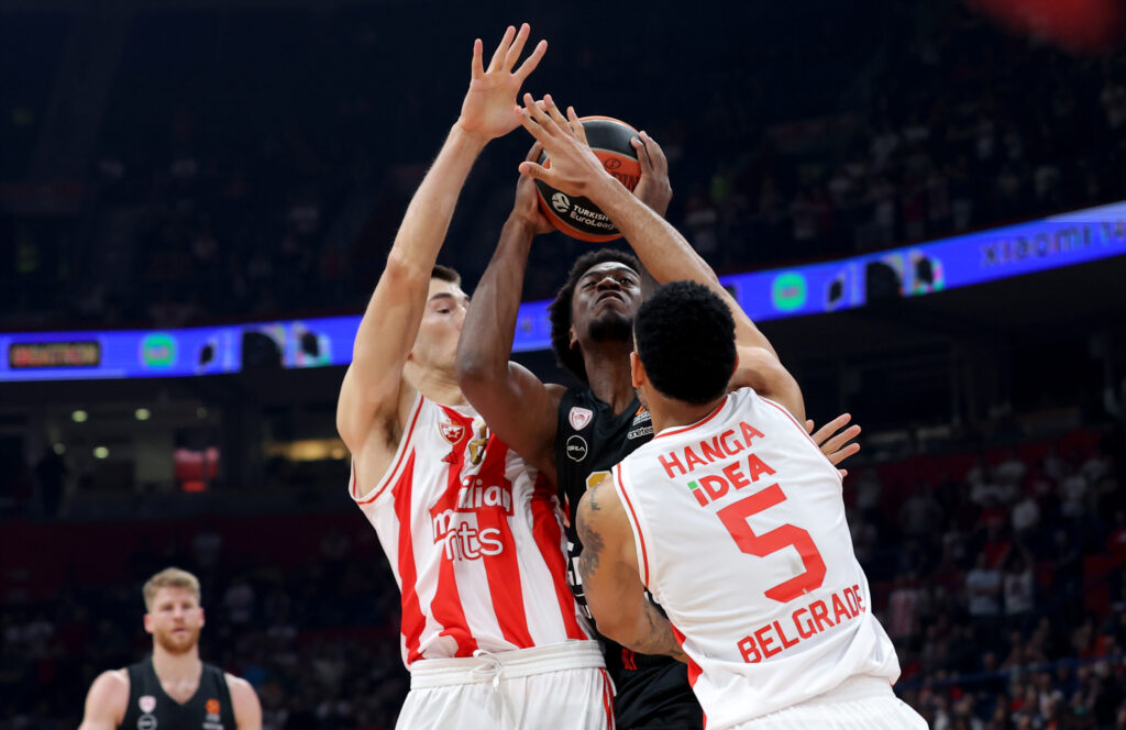 Crvena Zvezda's gestures during regular season round 32 Euroleague basketball match between Crvena Zvezda (Red Star) and Olympiacos in Belgrade, Serbia on April 4, 2023.
photo by: Pedja Milosavljevic / STARSPORT