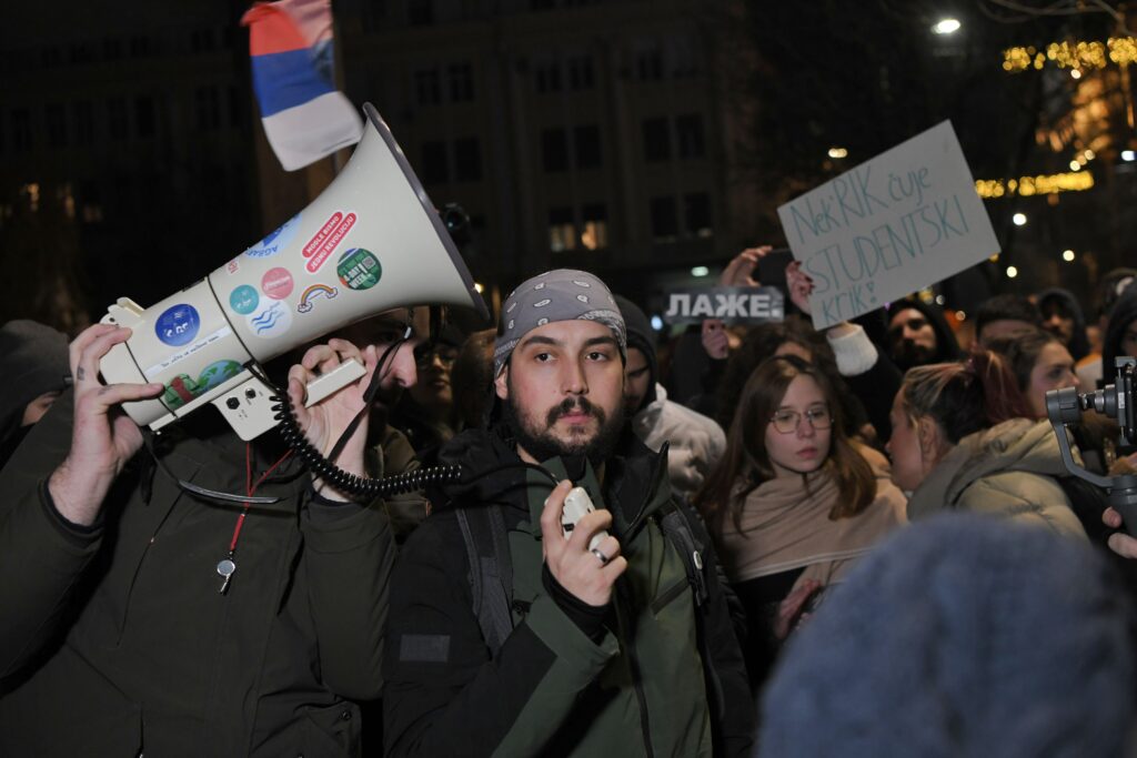 Beograd 20. decembar 2023. Protest opozicije Srbija protiv nasilja ispred zgrade Republičke izborne komisije RIK-a zbog kradje Foto:Goran Srdanov