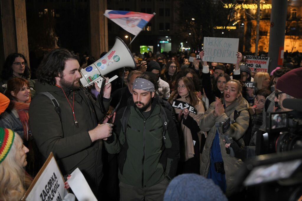 Beograd 20. decembar 2023. Protest opozicije Srbija protiv nasilja ispred zgrade Republičke izborne komisije RIK-a zbog kradje Foto:Goran Srdanov