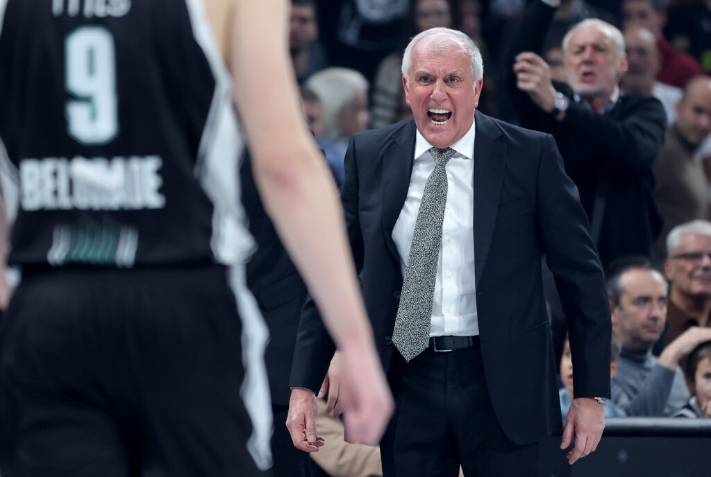 during regular season round 12 Euroleague basketball match between Partizan and AS Monaco in Belgrade, Serbia on December 5, 2023.