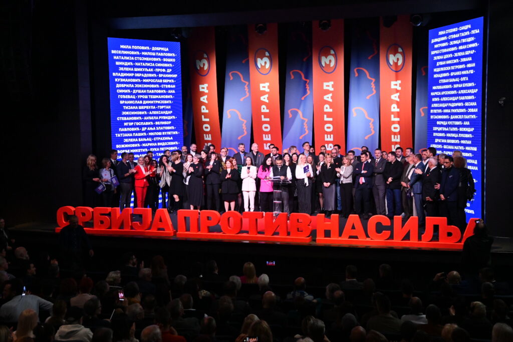 Beograd 16.11.2023. Dom omladine, Konvencija liste „Srbija protiv nasilja“ za Beograd, 
Prvi izborni skup liste „Srbija protiv nasilja“ Foto: Vesna Lalić/Nova.rs