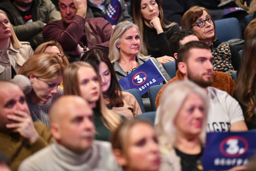 Beograd 16.11.2023. Dom omladine, Konvencija liste „Srbija protiv nasilja“ za Beograd, 
Prvi izborni skup liste „Srbija protiv nasilja“ Foto: Vesna Lalić/Nova.rs