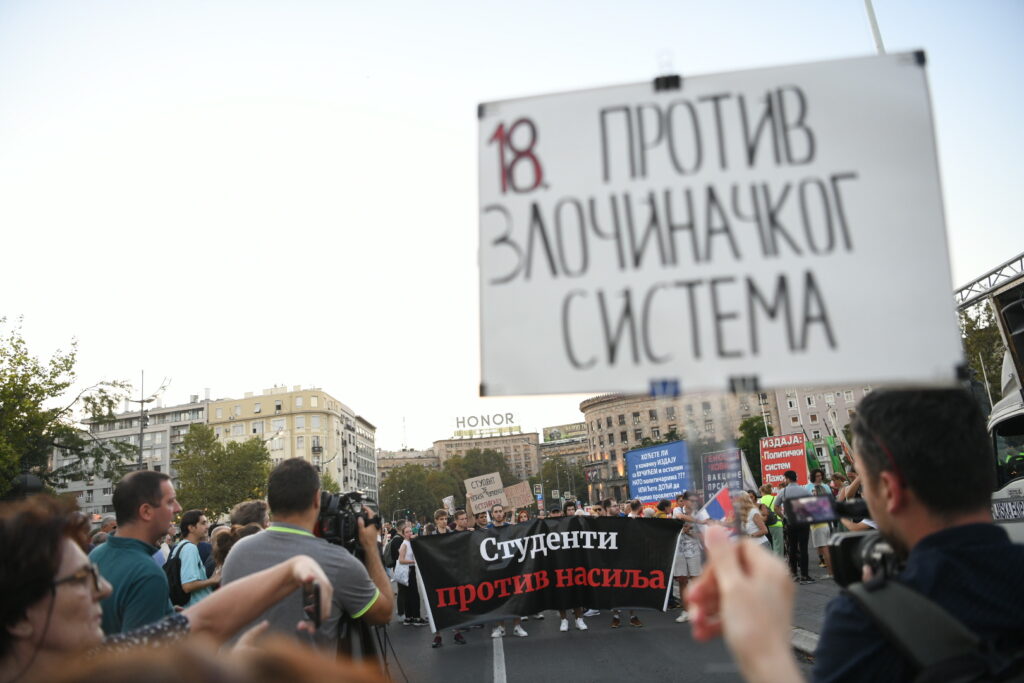 Beograd 02.09.2023. Protest Srbija protiv nasilje, 18. protest građana pod nazivom Srbija protiv nasilja  Foto: Vesna Lalić/Nova.rs