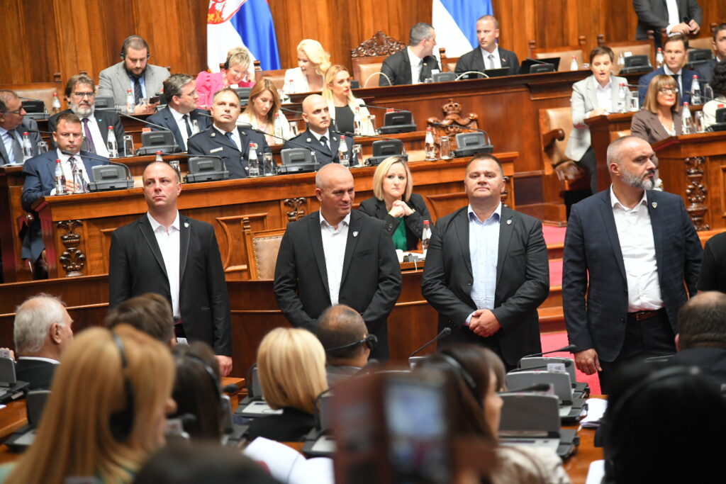 Beograd 05.09.2023. Skupština Srbije, sednica Skupštine Srbije, poslanici, skupštinska sala, blokada sednice, opozicija Foto: Nemanja Jovanović/Nova.rs