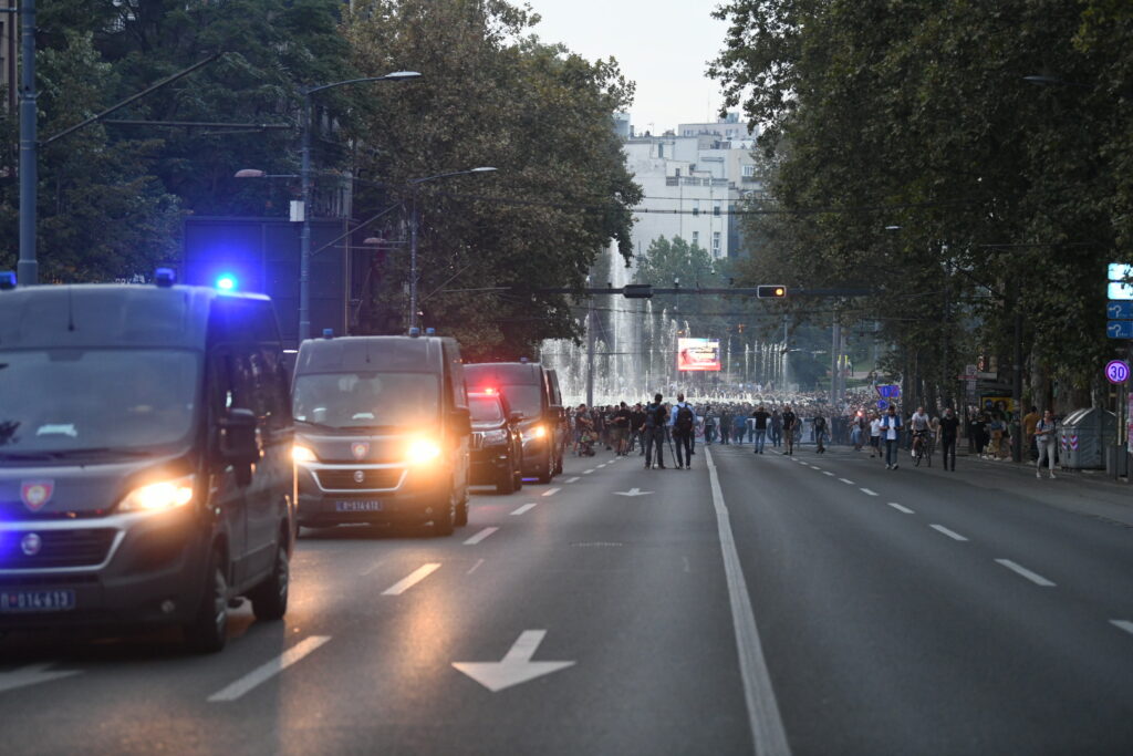 Beograd 31. avgust 2023. Protest navijaca Partizana grobari na Terazijama Foto:Vesna Lalić/Nova.rs