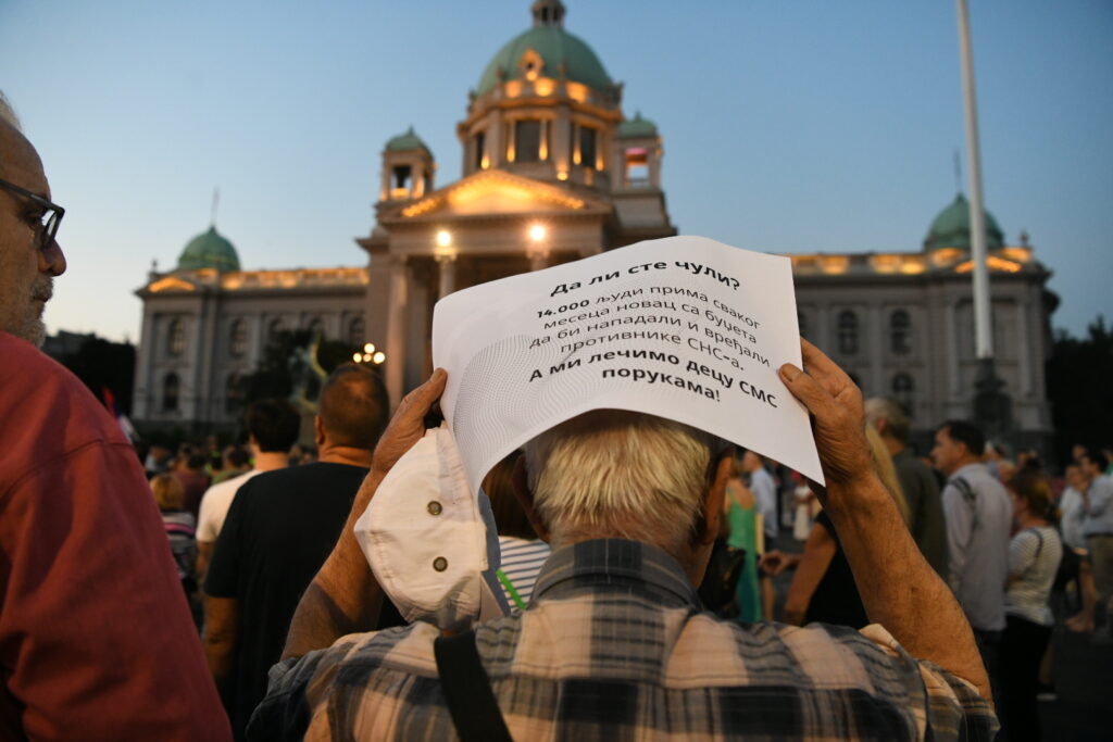 Beograd, 29.07.2023. Skupština, Protest br 13, Srbija protiv nasilja Foto: Vesna Lalić/Nova.rs