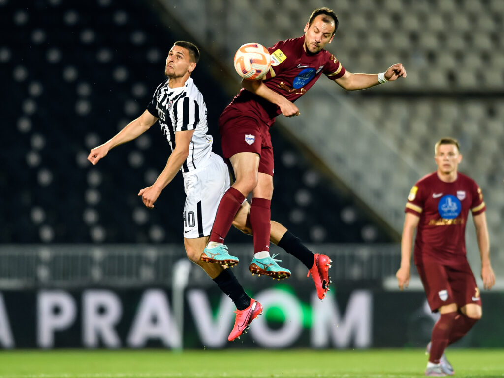 during the Mozzart Super Liga 2022/2023 Play Off match between Partizan and Novi Pazar on stadium FK Partizan (JNA) on May 08, 2023 in Belgrade, Serbia. (Photo by Srdjan Stevanovic/Starsport.rs ©)