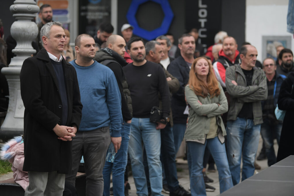 Lazarevac 18.04.2023. Protest radnika elektrodistribucije, eps