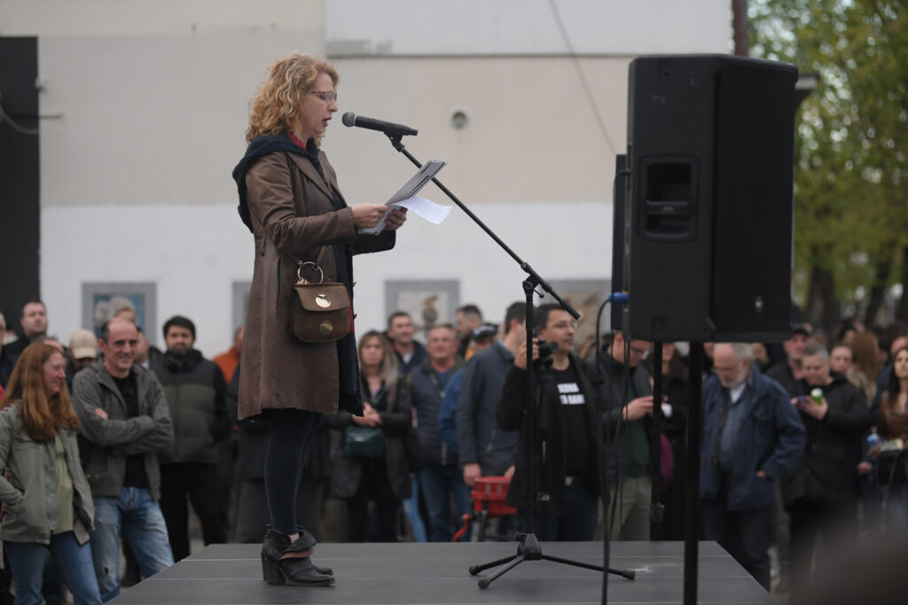 Lazarevac 18.04.2023. Protest radnika elektrodistribucije, eps