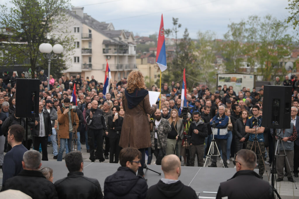 Lazarevac 18.04.2023. Protest radnika elektrodistribucije, eps