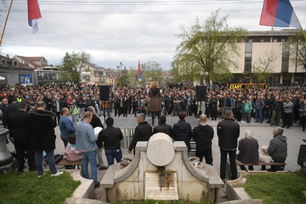 Lazarevac 18.04.2023. Protest radnika elektrodistribucije, eps