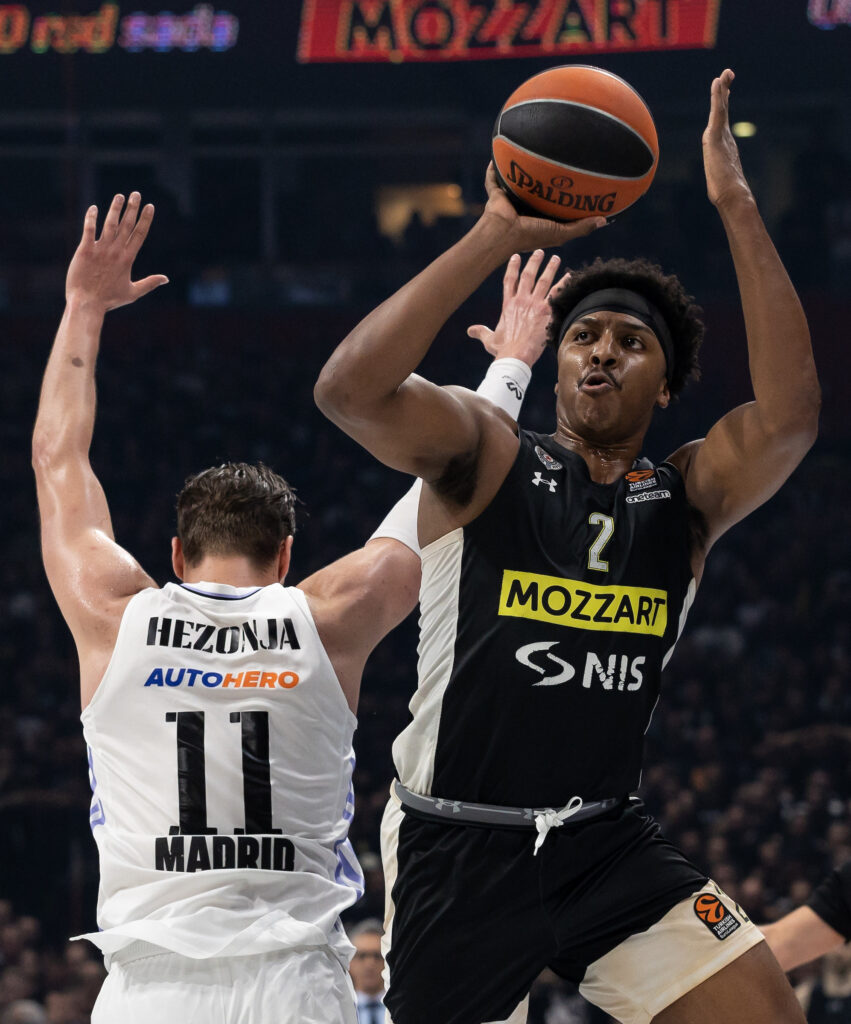 during the 2022/2023 Turkish Airlines EuroLeague Play Offs Game 4 match match between Partizan Mozzart Bet Belgrade v Real Madrid - 2022/2023 Turkish Airlines EuroLeague on May 02, 2023 in Belgrade, Serbia. (Photo by Srdjan Stevanovic/Starsport.rs ©)