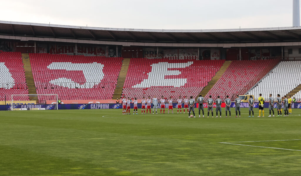 during the Mozzart Super Liga match between Crvena Zvezda and Radnicki 1923 at stadium Rajko Mitic (Marakana) on April 10, 2023 in Belgrade, Serbia. (Photo by Srdjan Stevanovic/Starsport.rs ©)