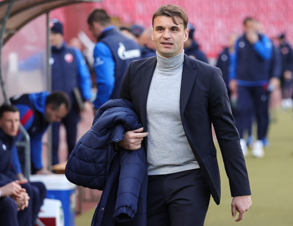 during the Mozzart Super Liga match between Crvena Zvezda and Radnicki 1923 at stadium Rajko Mitic (Marakana) on April 10, 2023 in Belgrade, Serbia. (Photo by Srdjan Stevanovic/Starsport.rs ©)