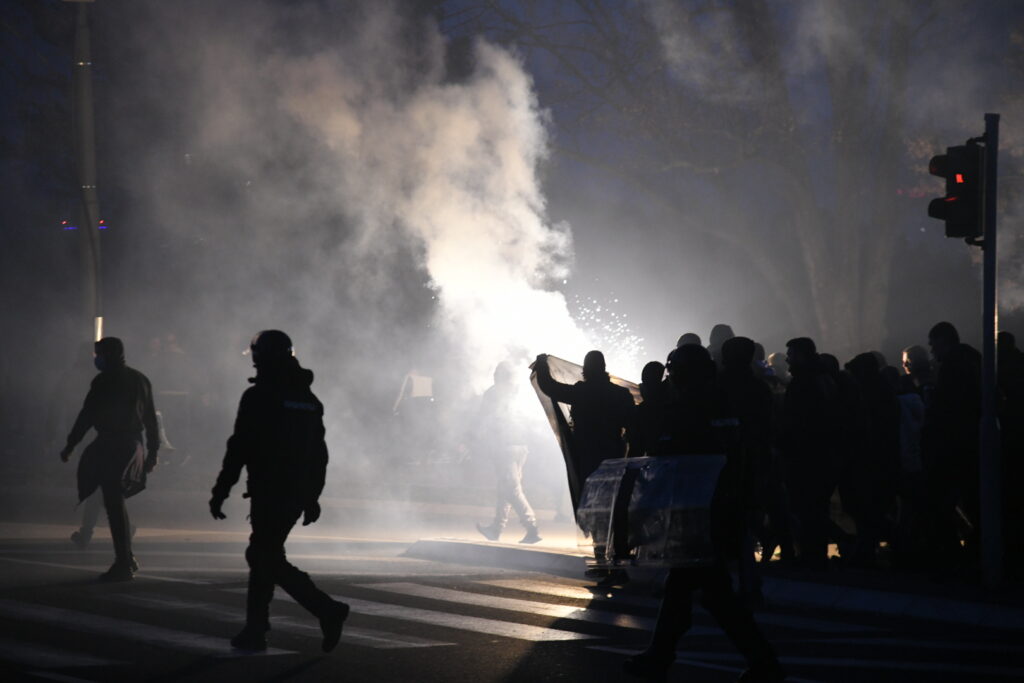 Beograd 23. februar 2023. Protest ispred stadiona Partizan, grobari južna tribina Foto:Nemanja Jovanović/Nova.rs