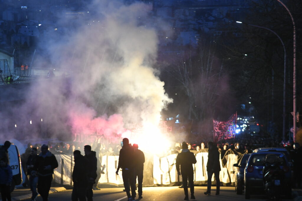 Beograd 23. februar 2023. Protest ispred stadiona Partizan, grobari južna tribina Foto:Nemanja Jovanović/Nova.rs