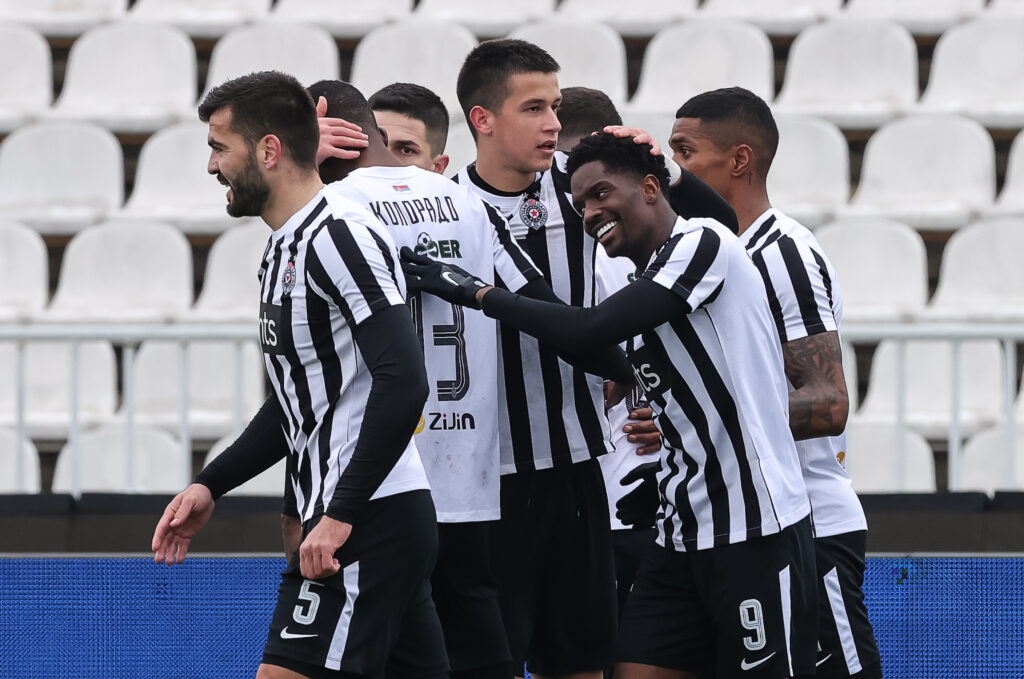 during the Partizan v Radnicki 1923 Kragujevac -  Mozzart Super Liga 2022/2023 match on stadium FK Partizan (JNA) on February 27, 2023 in Belgrade, Serbia. (Photo by Srdjan Stevanovic/Starsport.rs ©)