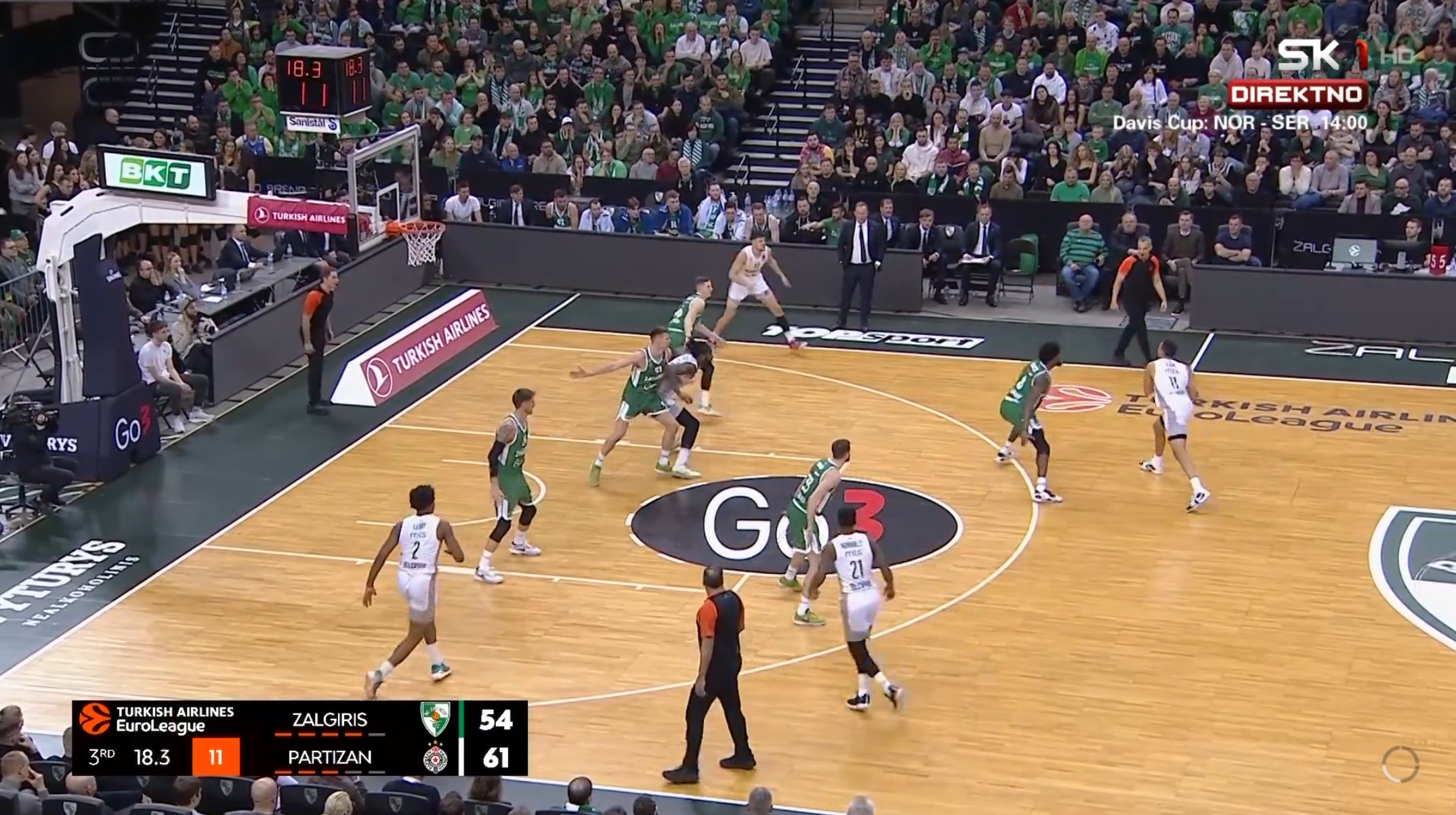 Partizan, Žalgiris, košarka Foto: Printscreen/Sport Klub 1