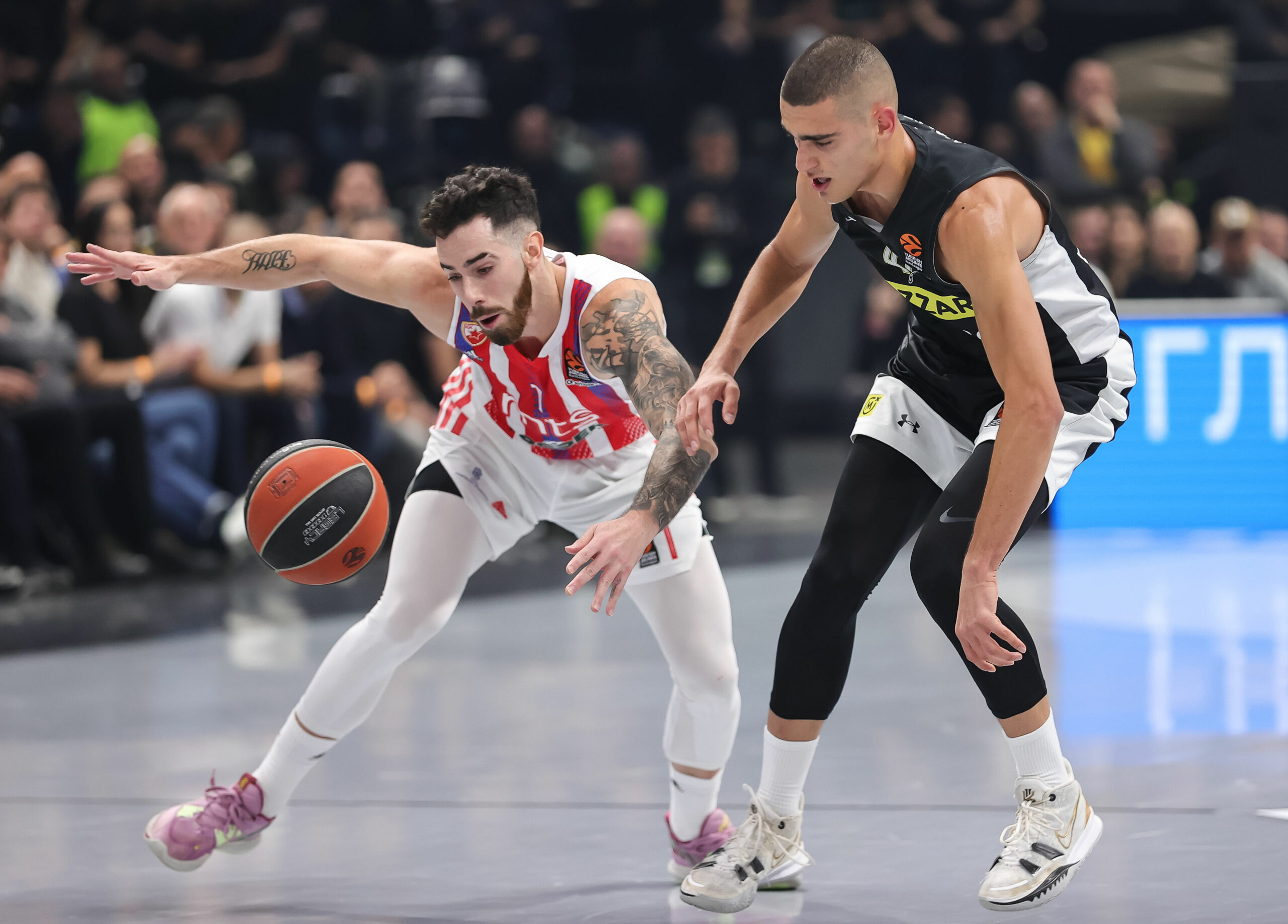 during the Turkish Airlines EuroLeague match between Partizan Mozzart Bet Belgrade and Crvena Zvezda mts Belgrade at Stark Arena on December 08, 2022 in Belgrade, Serbia. (Photo by Srdjan Stevanovic/Starsport.rs ©)