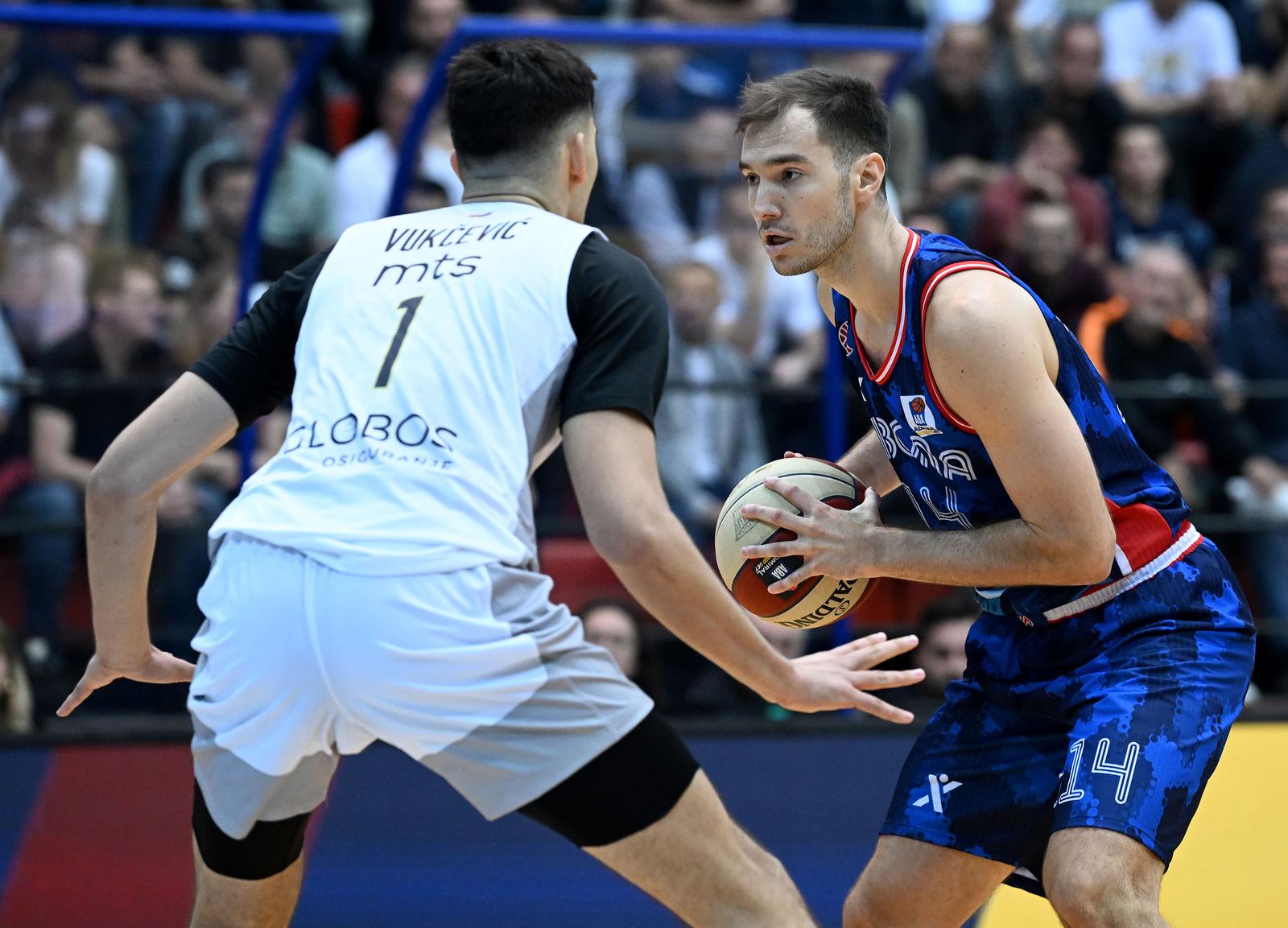 02.10.2022., Zagreb - KC Drazen Petrovic, utakmica ABA lige, KK Cibona KK Partizan NIS. Lovro Mazalin
 Photo: Marko Lukunic/PIXSELL
