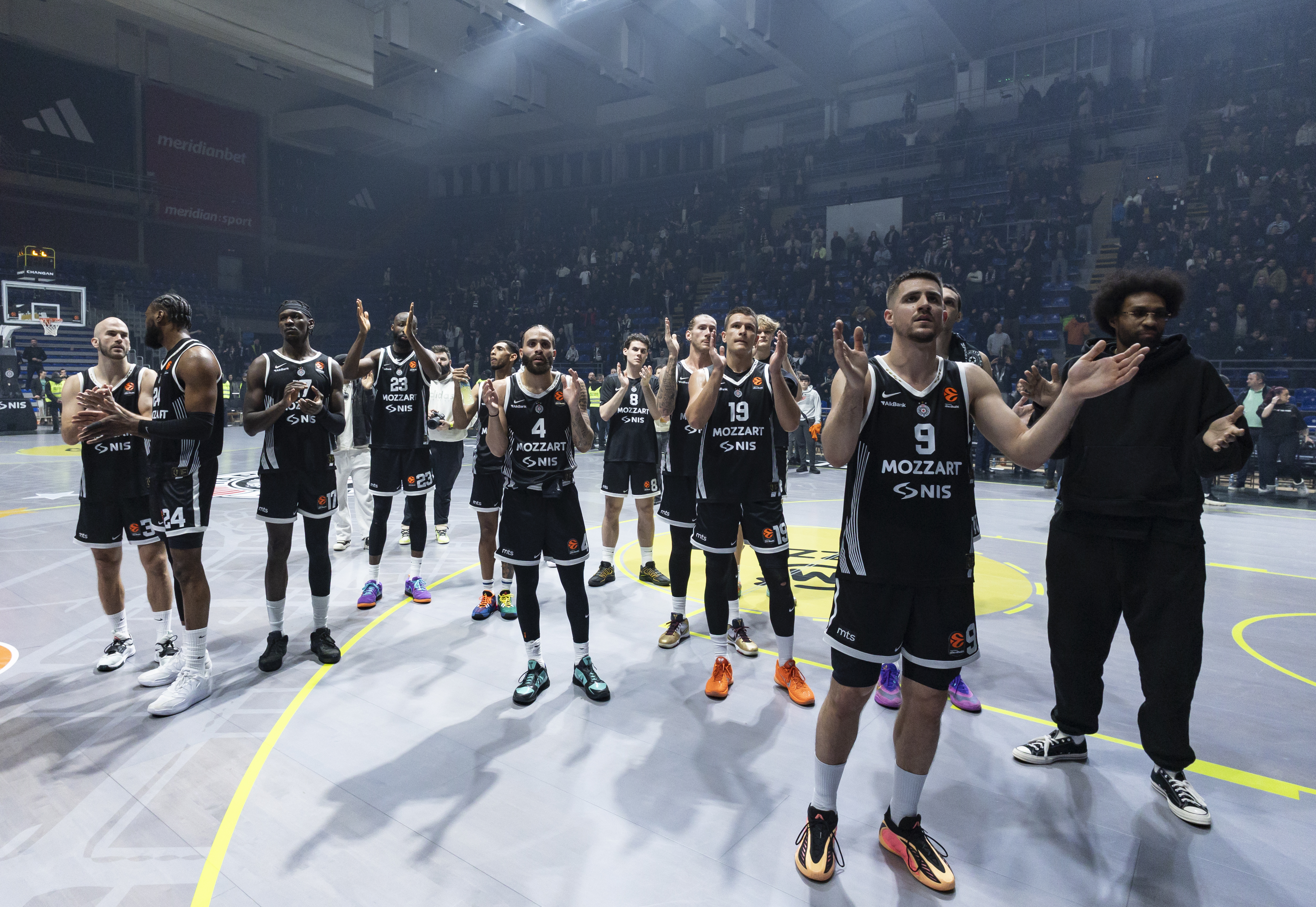 during the 2025/2026 Euroleague Round 21 match between Partizan Mozzart Bet Belgrade and Olympiacos Athens at Aleksandar Nikolic Hall on January 14, 2026 in Belgrade, Serbia. (Photo by Srdjan Stevanovic/Starsport.rs)