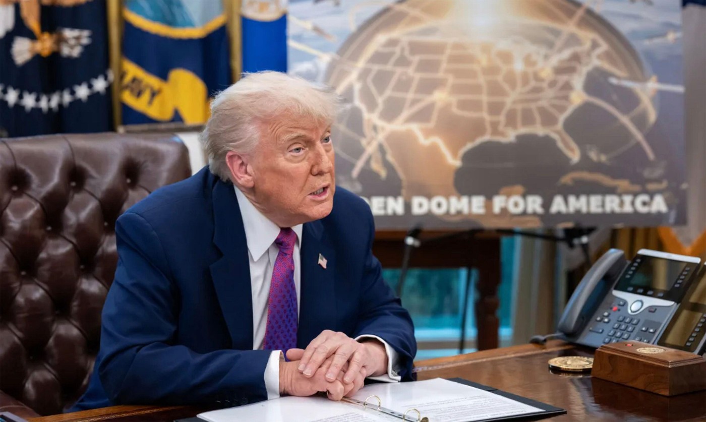 GOLDEN DOME US President Donald Trump announcing the Golden Dome defence project on 20 Mat 2025. Photo: White House