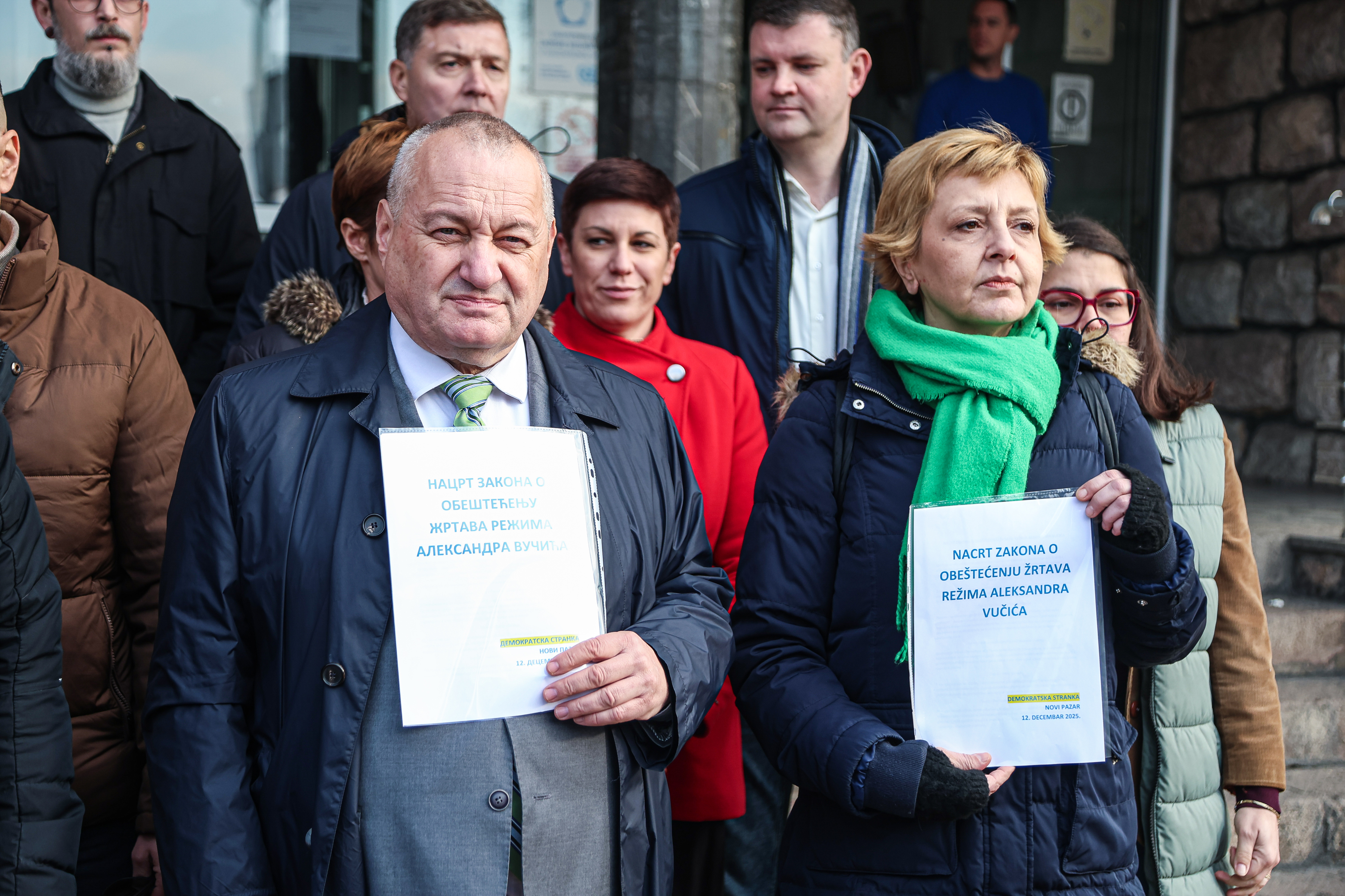 The Democratic Party held a press conference in front of the City Administration building in support of the rebel students and professors of the State University of Novi Pazar.