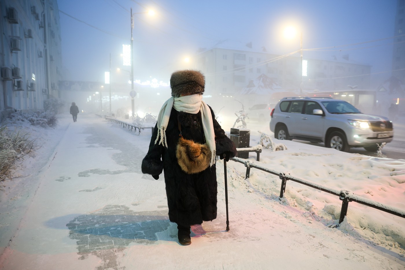 RUSSIA, YAKUTSK - JANUARY 12, 2026: A woman walks in a street,Image: 1065384381, License: Rights-managed, Restrictions: * Switzerland And Russia Rights Out *, Model Release: no, Credit line: Vadim Skryabin / Zuma Press / Profimedia