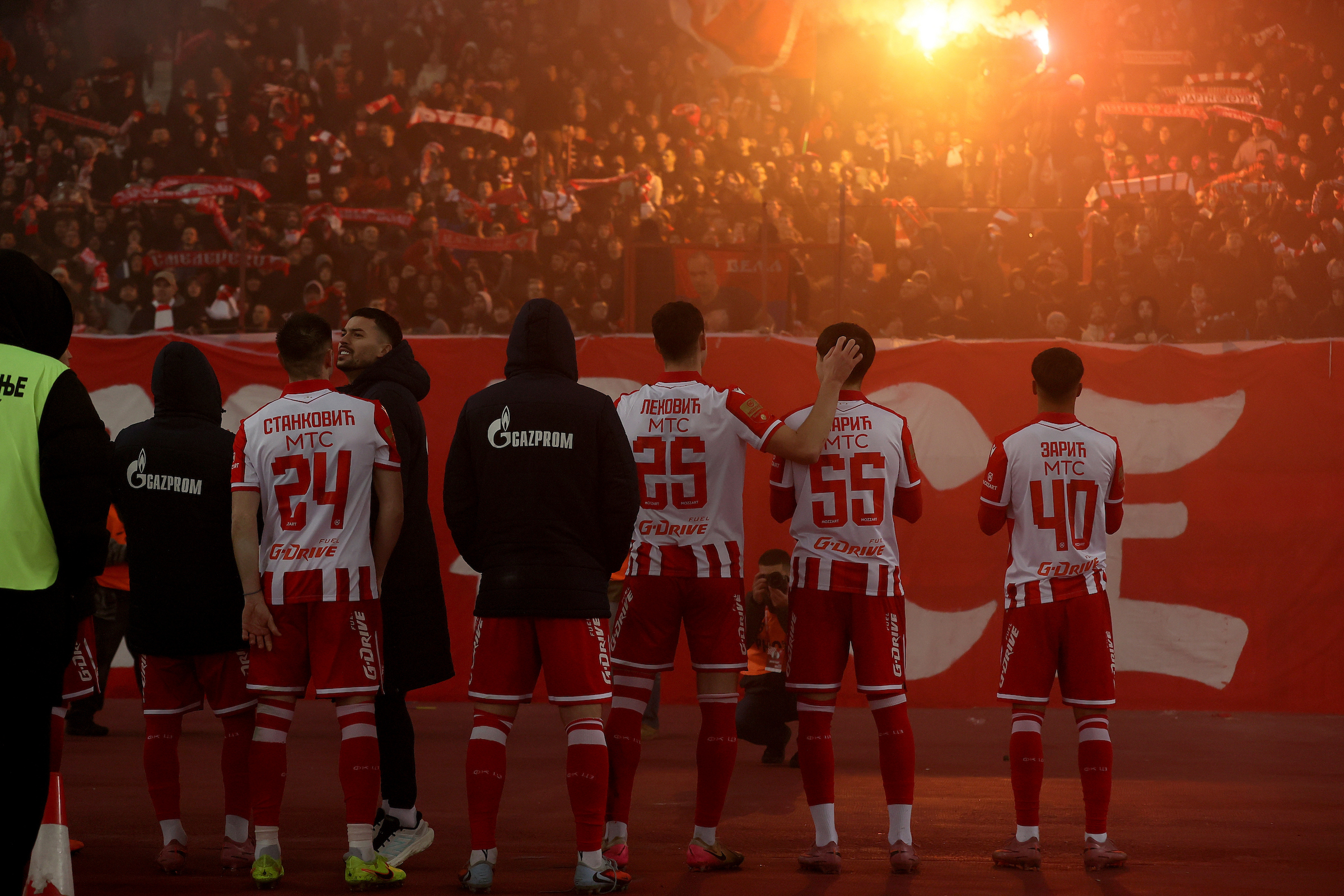 Crvena Zvezda v Mladost Lucani football match of Mozzart Bet Superliga 2025/2026 round 20. on December 20. 2025. in Belgrade, Serbia.
