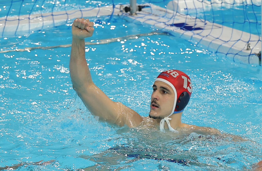 Belgrade, Serbia. 12th Jan, 2026. Serbia's goalkeeper Milan Glusac during group C European Championship water polo match between Spain and Serbia on January 12. 2026. in Belgrade, Serbia.
(photo by Pedja Milosavljevic/STARSPORT ©)
