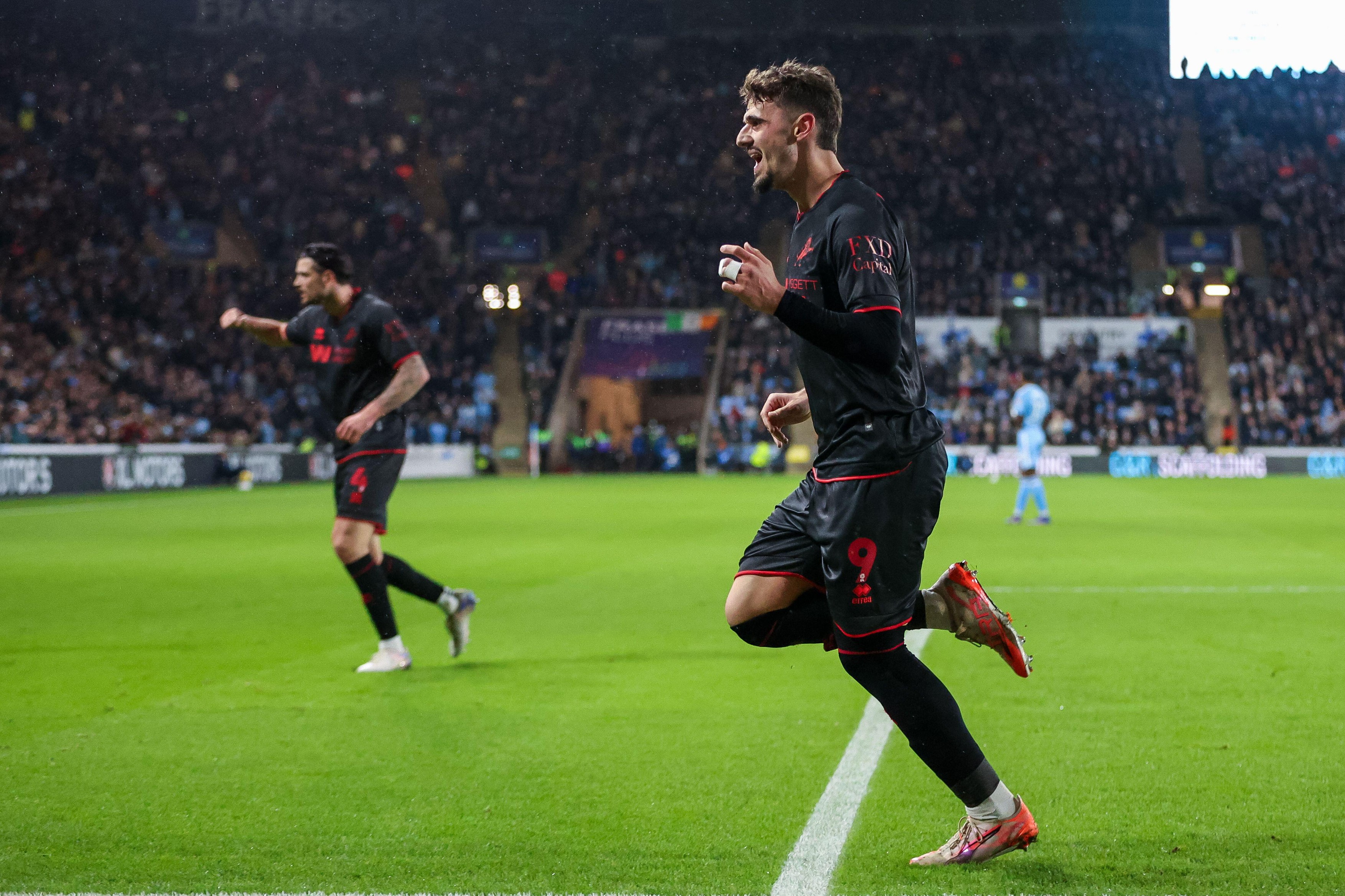 9, Mihailo Ivanovic of Millwall FC racers to celebrates the goal during the Sky Bet Championship match between Coventry City and Millwall at the Coventry Building Society Arena, Coventry on Tuesday 20th January 2026. (Photo: Stuart Leggett | MI News) Cred