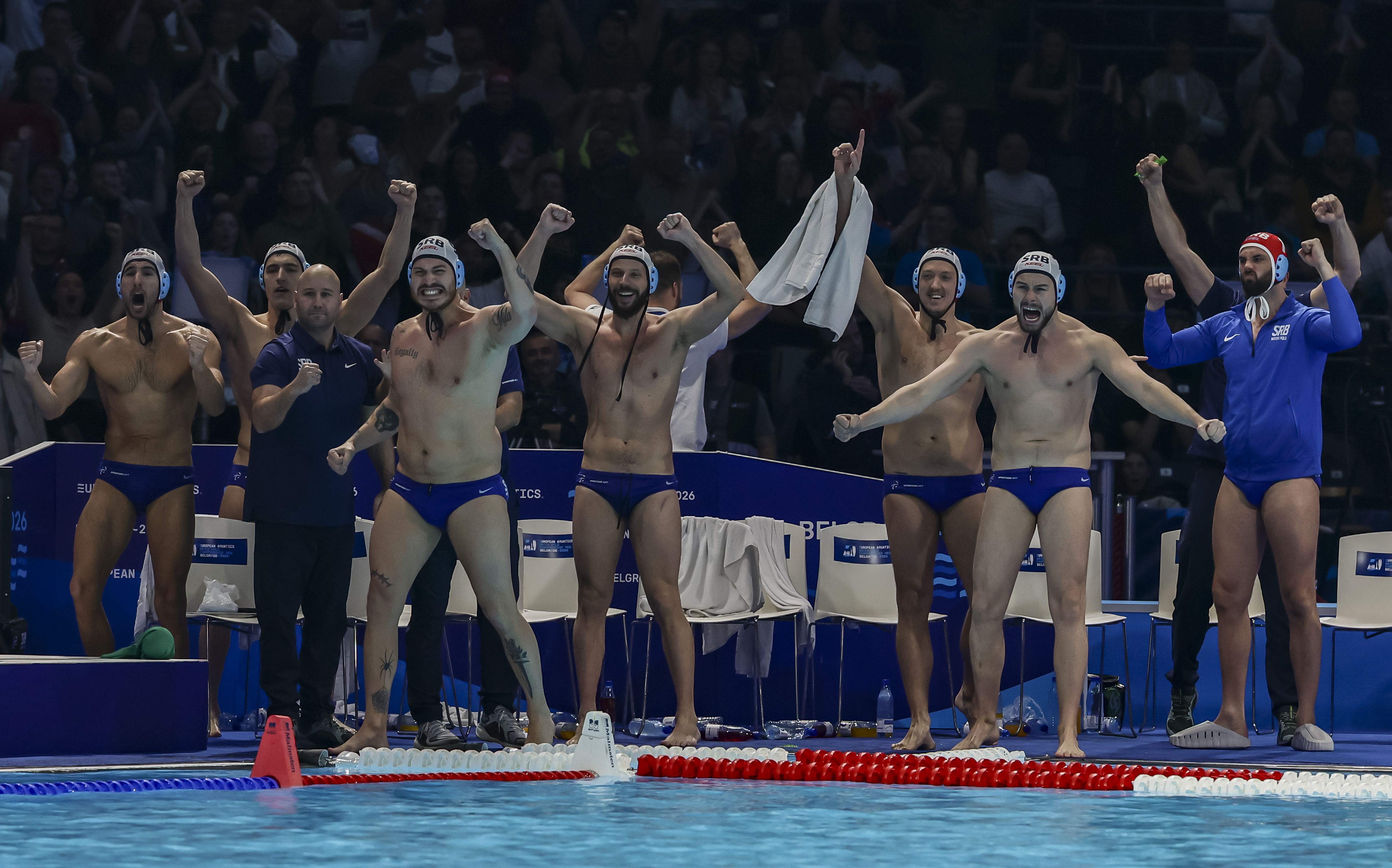 during the European Water Polo Championships 2026 Final match between Serbia and Hungary at Belgrade Arena on January 25, 2026 in Belgrade, Serbia. (Photo by Srdjan Stevanovic/Starsport.rs ©