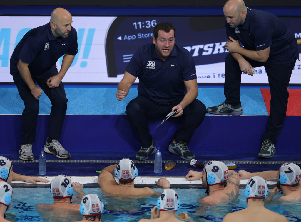 Belgrade, Serbia. 25th Jan, 2026. Serbia's head coach Uros Stevanovic during the gold medal match between Serbia and Hungary at the Men's European Water Polo Championships in Belgrade, Serbia, Jan. 25, 2026.
(photo by Pedja Milosavljevic/STARSPORT ©)