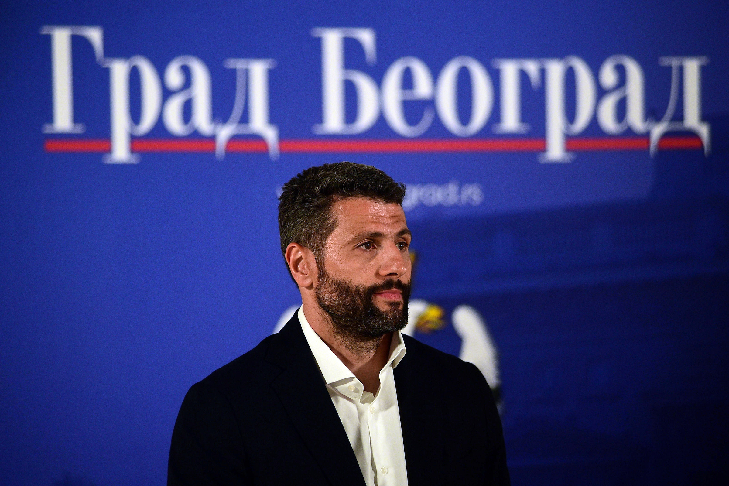 Mayor Aleksandar Sapic waiting to welcome the national basketball team in the city assembly, after they won the silver medal on the world cup, Serbia, Belgrade, 12.09.2023.(Photo by Dusan Milenkovic/Starsport.rs ©)