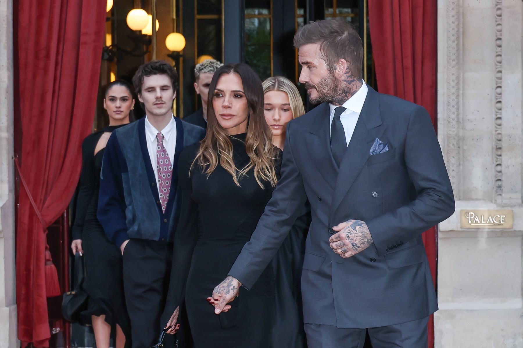 Beckham Family Leaving their Hotel in Paris as part of the Paris Fashion Week.