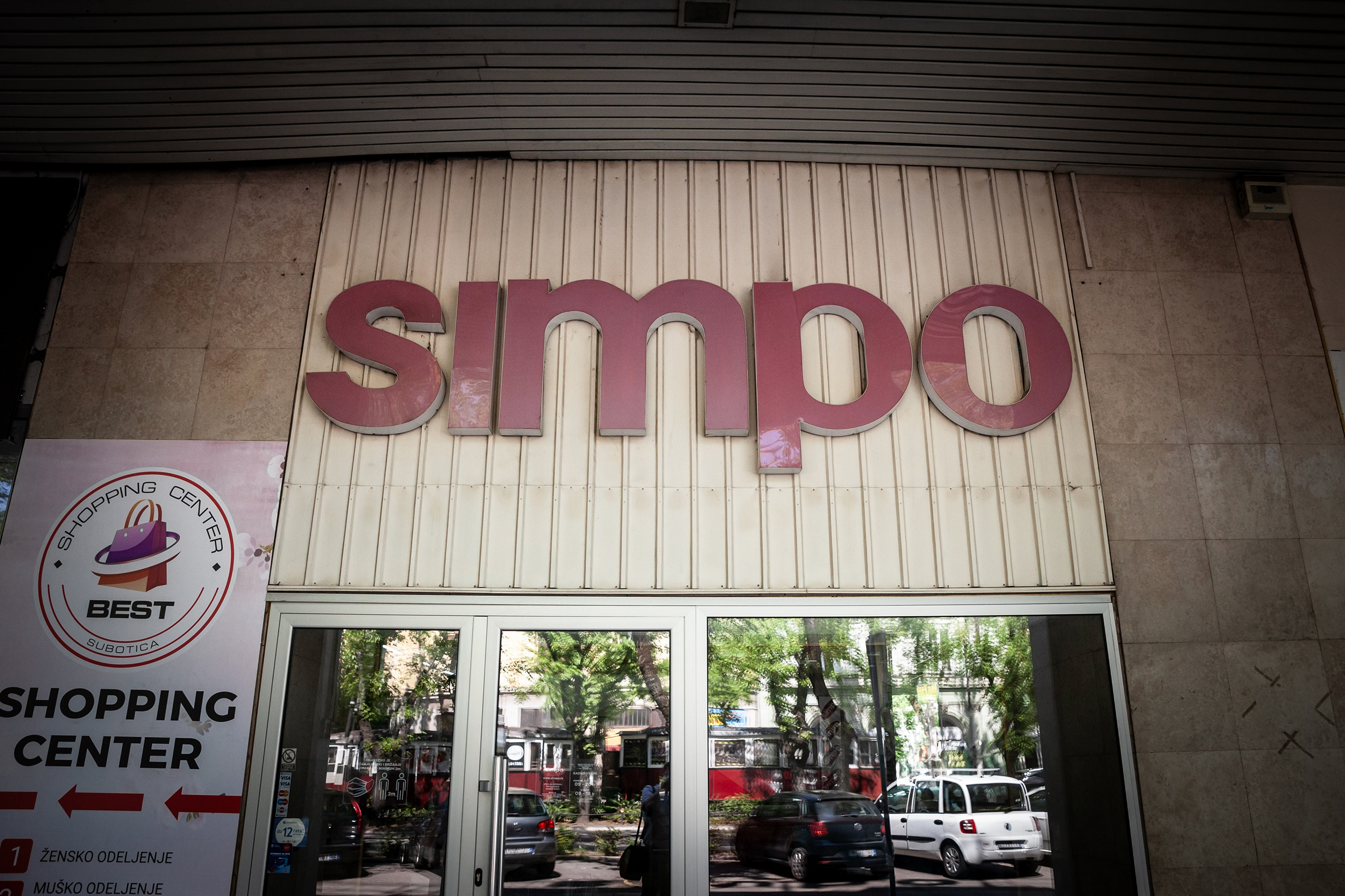SUBOTICA, SERBIA - JULY 21, 2022: Logo of Simpo namestaj on their store for Subotica. Simpo is a serbian furniture retailer and manufacturer spread in balkans.