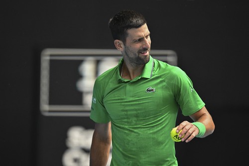 Novak Djokovic (SRB) in action against Lorenzo Musetti (ITA)
